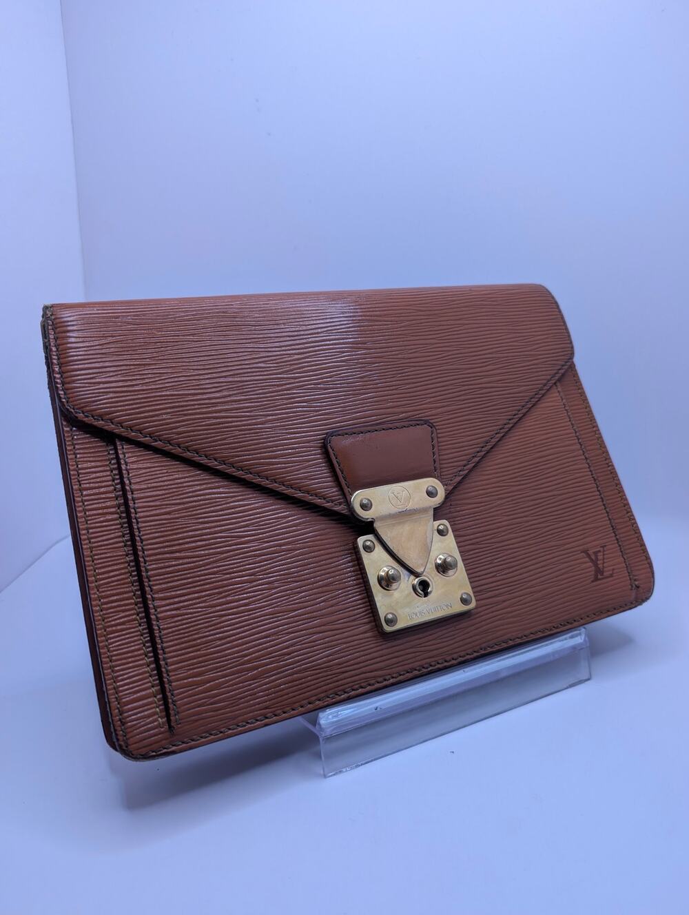 Authentic Louis Vuitton Epi Gold Pochette Sellier Dragonne Clutch